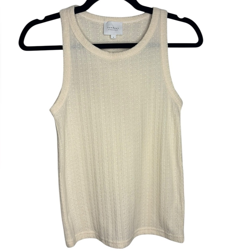 Sundays Wearesundays Light Yellow Cream Ribbed Tank Top Size Small